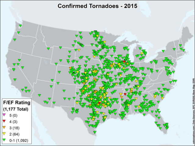 state with most tornadoes 2017
